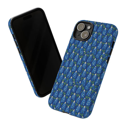 Phone Case, Texas Bluebonnet Tough Case, Navy Floral Phone Cover, Protective iPhone Case, Samsung Galaxy Case, Texas Wildflower Gift