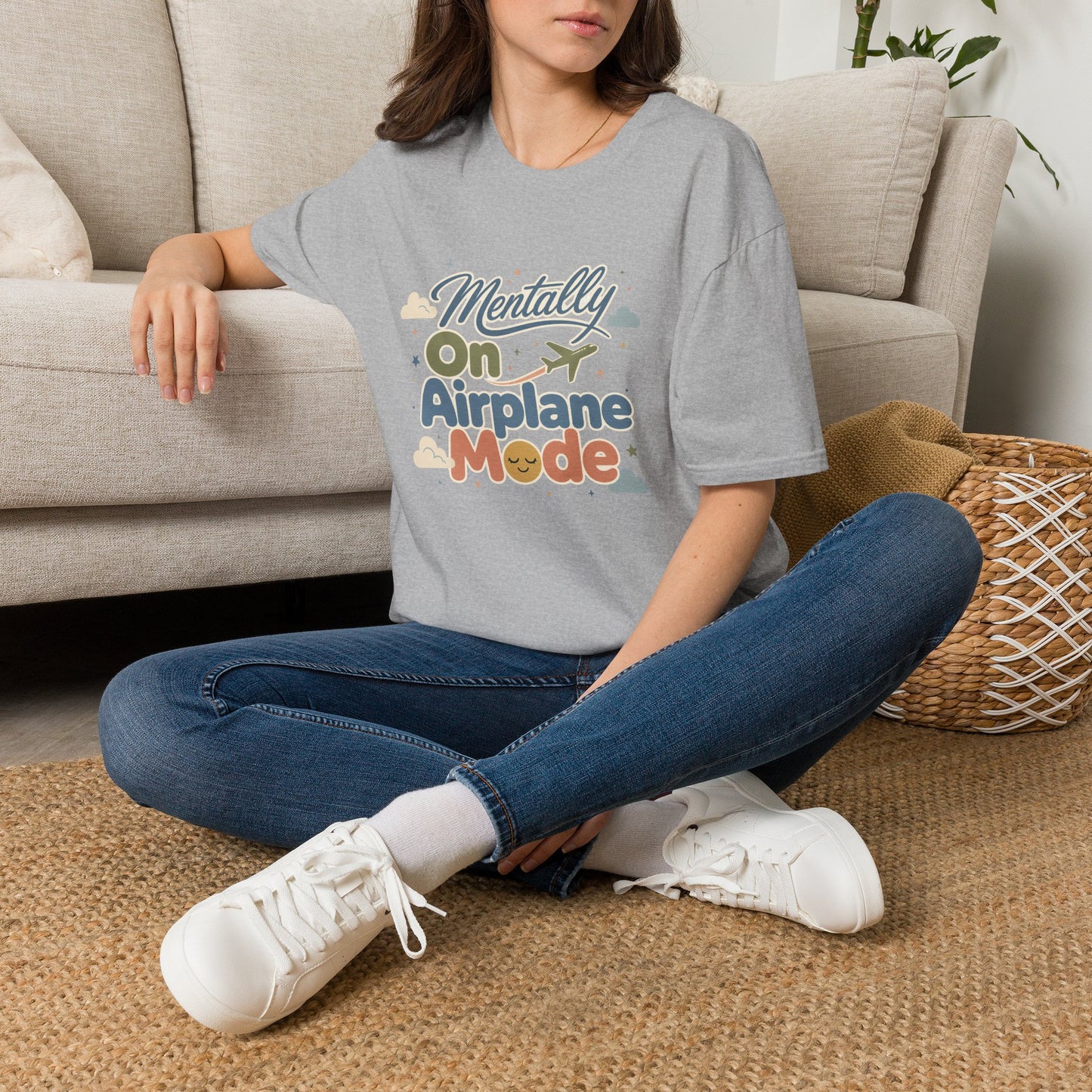 Mentally On Airplane Mode T-Shirt | Travel Plane Graphic