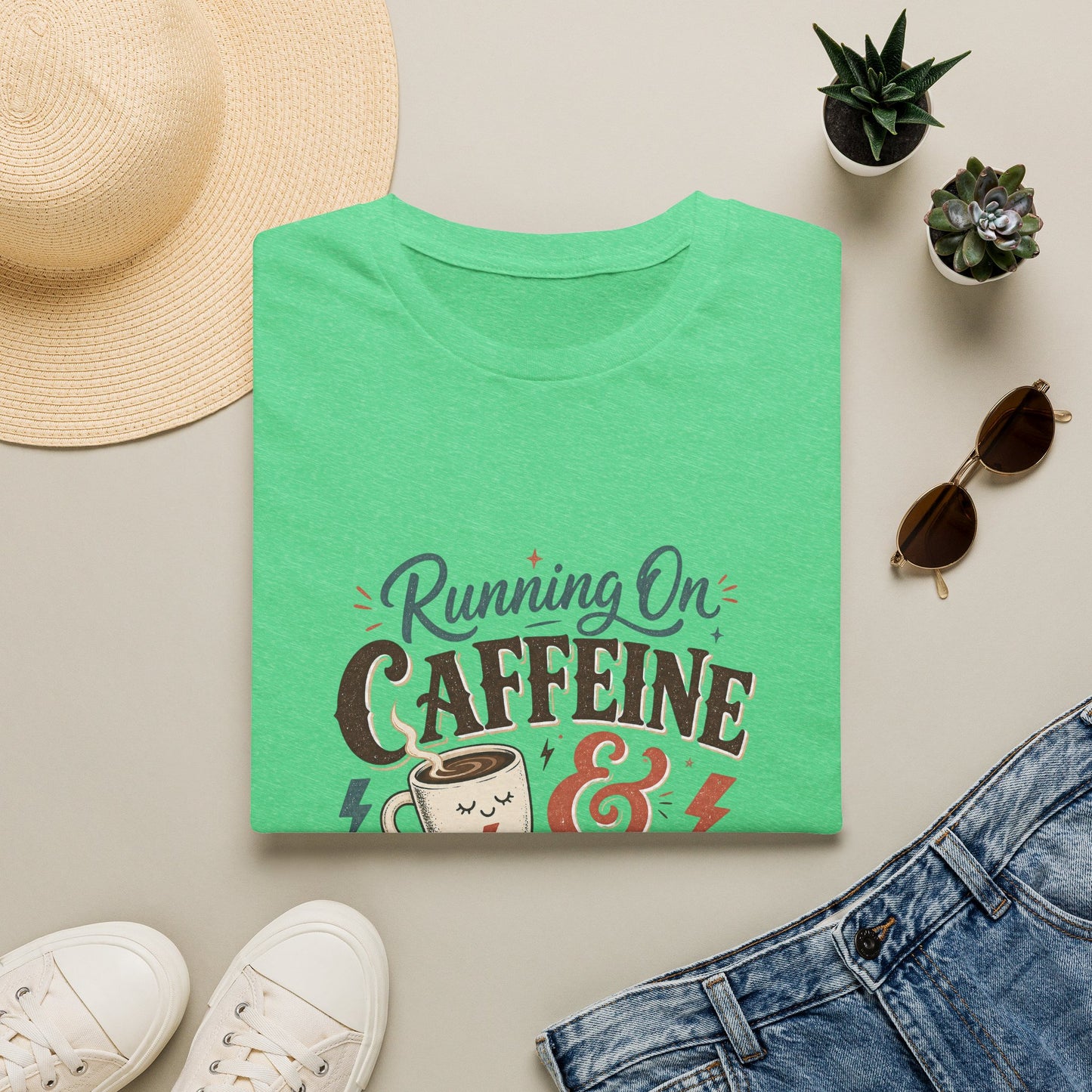 Running On Caffeine & Avoidance T-Shirt | Funny Coffee Quote Tee