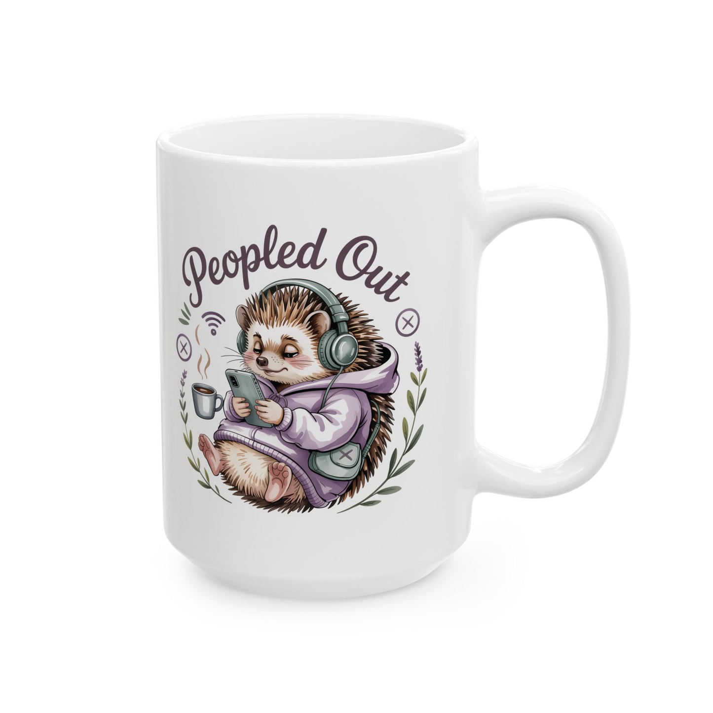 Tea Drinking Hedgehog Mug | Ceramic Coffee Cup 11oz 15oz
