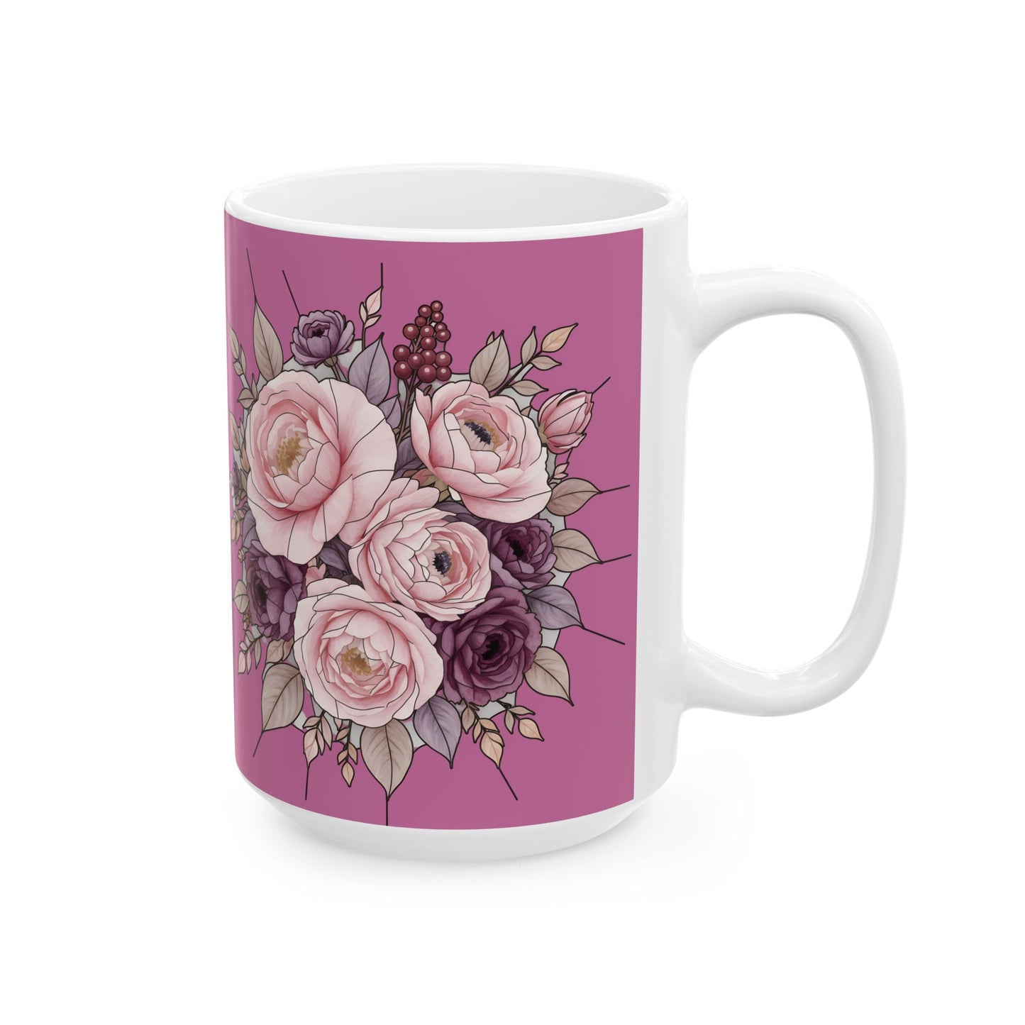 Blush Rose Bouquet Mug | Floral Ceramic Coffee Cup