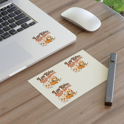 Low Rider High Spirits Corgi Sticker Sheet | Retro Floral Corgi Stickers