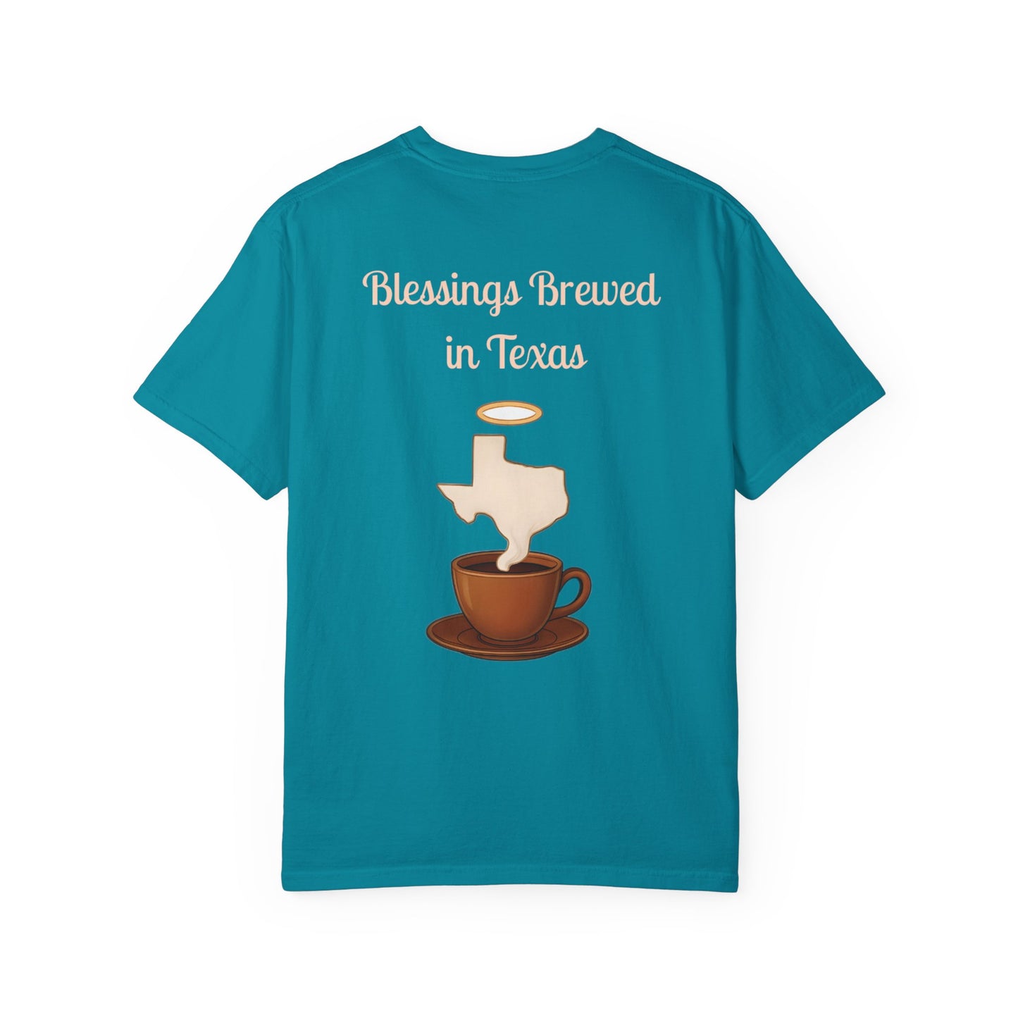 Blessings Brewed T-Shirt, Faith-Inspired Tee, Coffee Lover Gift, Texas Pride Apparel, Unisex Casual Wear