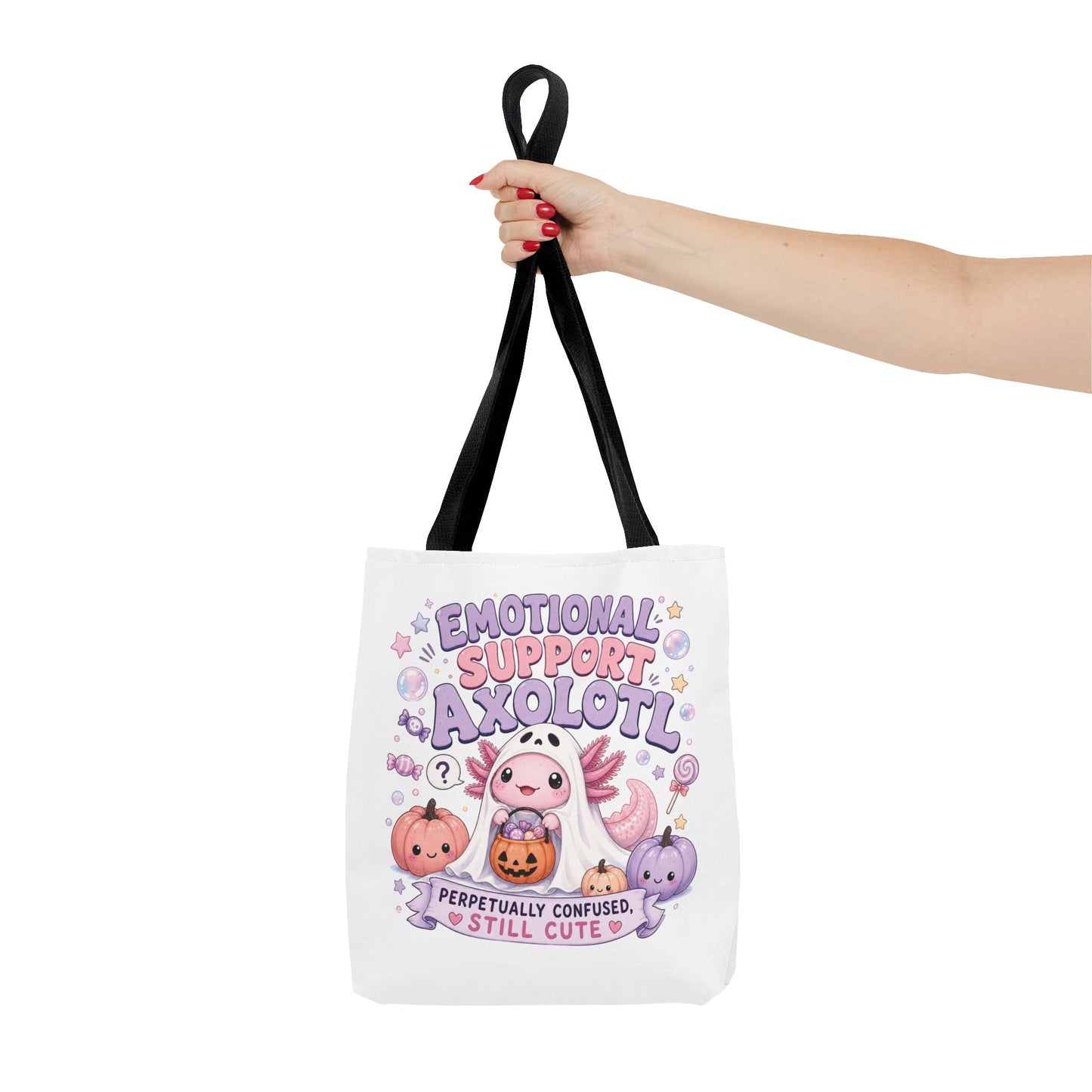 Emotional Support Axolotl Tote Bag | Cute Pastel Summerween Illustration