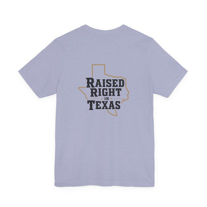 Raised Right in Texas T-Shirt | Texas Outline, Typographic Western Design