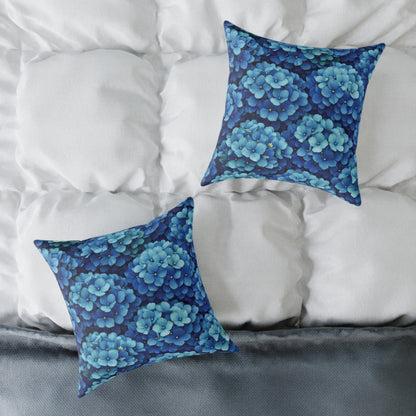 Blue Hydrangea Pattern Pillow | Floral Cushion Cover