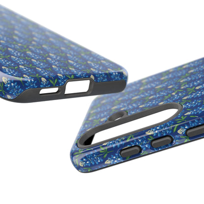 Phone Case, Texas Bluebonnet Tough Case, Navy Floral Phone Cover, Protective iPhone Case, Samsung Galaxy Case, Texas Wildflower Gift