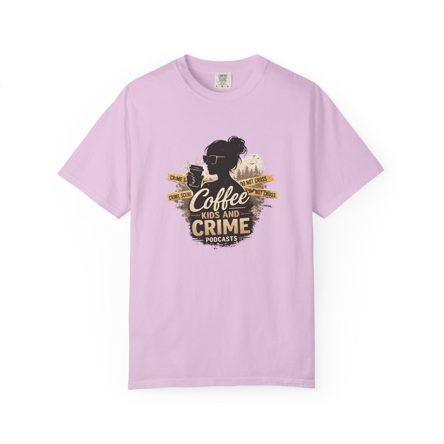 Coffee Kids and Crime Podcast Mom T-Shirt | Coffee Mug Silhouette Tee
