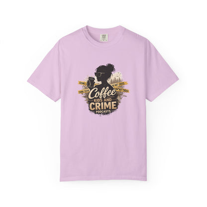 Coffee Kids and Crime Podcast Mom T-Shirt | Coffee Mug Silhouette Tee