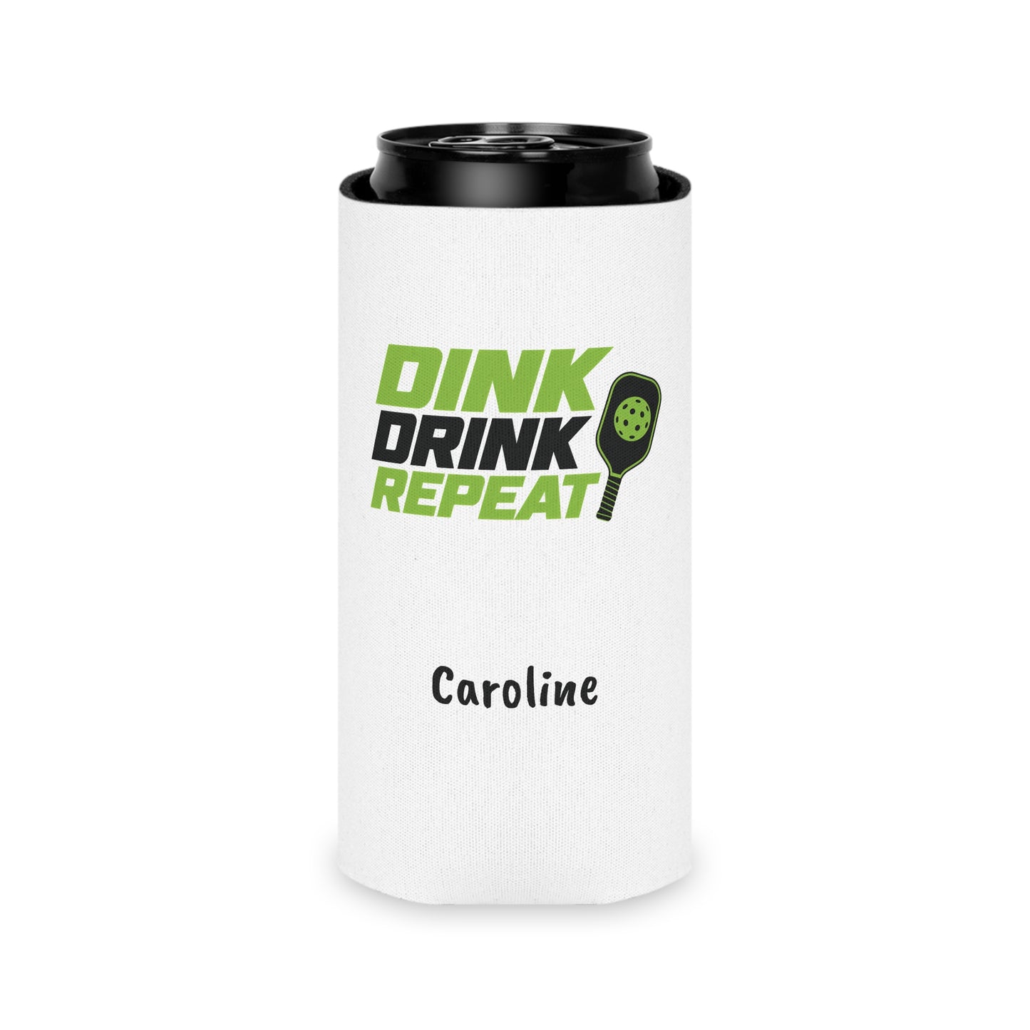 Dink Drink Repeat Can Cooler | Pickleball Paddle Graphic, Personalized Option