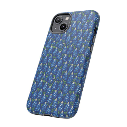 Phone Case, Texas Bluebonnet Tough Case, Navy Floral Phone Cover, Protective iPhone Case, Samsung Galaxy Case, Texas Wildflower Gift