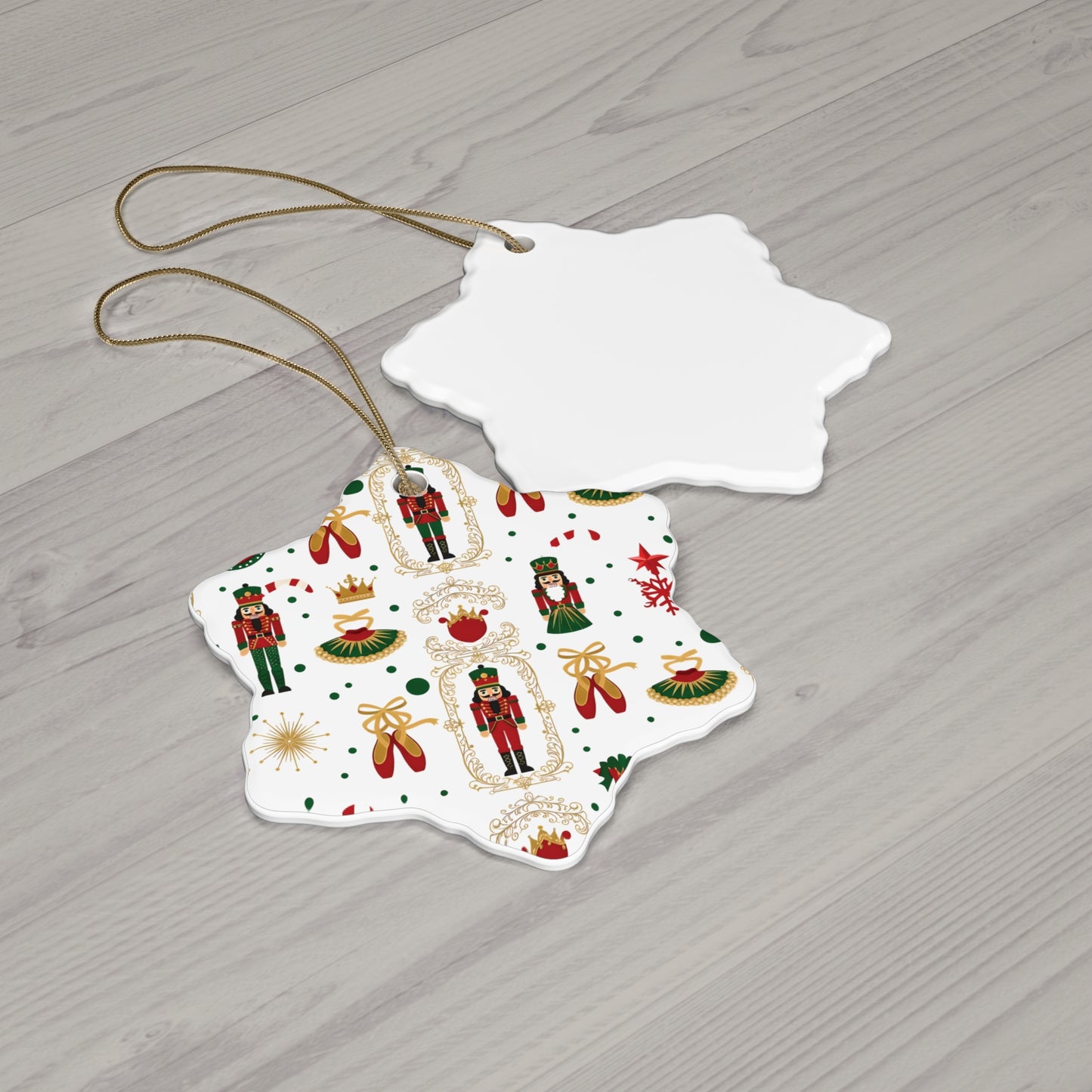 Nutcracker Pattern Ceramic Ornament | Star Shape Christmas Ornament