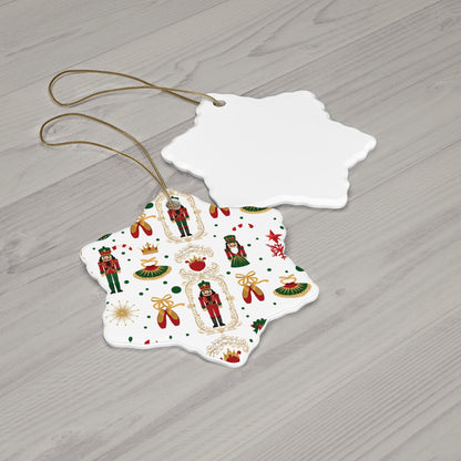 Nutcracker Pattern Ceramic Ornament | Star Shape Christmas Ornament
