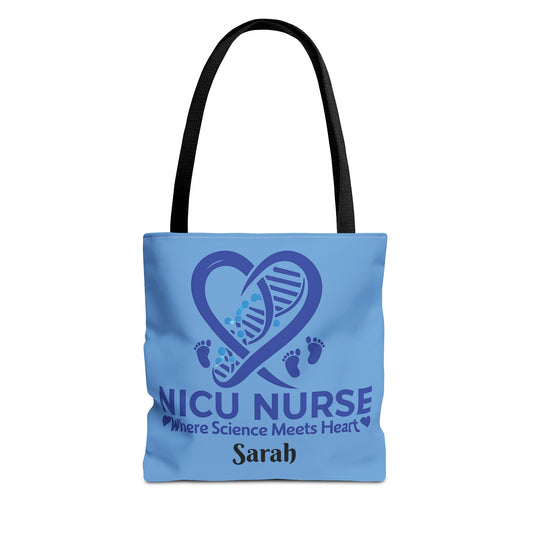 NICU Nurse Tote Bag, Science Meets Heart Bag, Gift for Nurses, Healthcare Tote, Personalized Nurse Gift