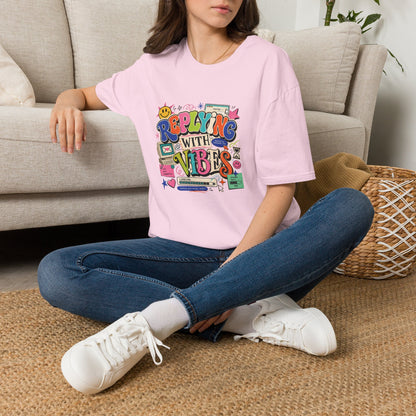 Replying With Vibes T-Shirt | Retro Colorful Typography, 90s Aesthetic