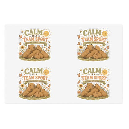 Calm Is A Team Sport Capybara Sticker Sheets | Cute Animal Calm Quote