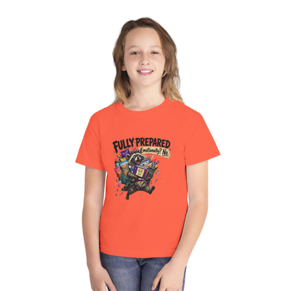Fully Prepared Raccoon Supplies T-Shirt | Funny Back-to-School Kids Tee