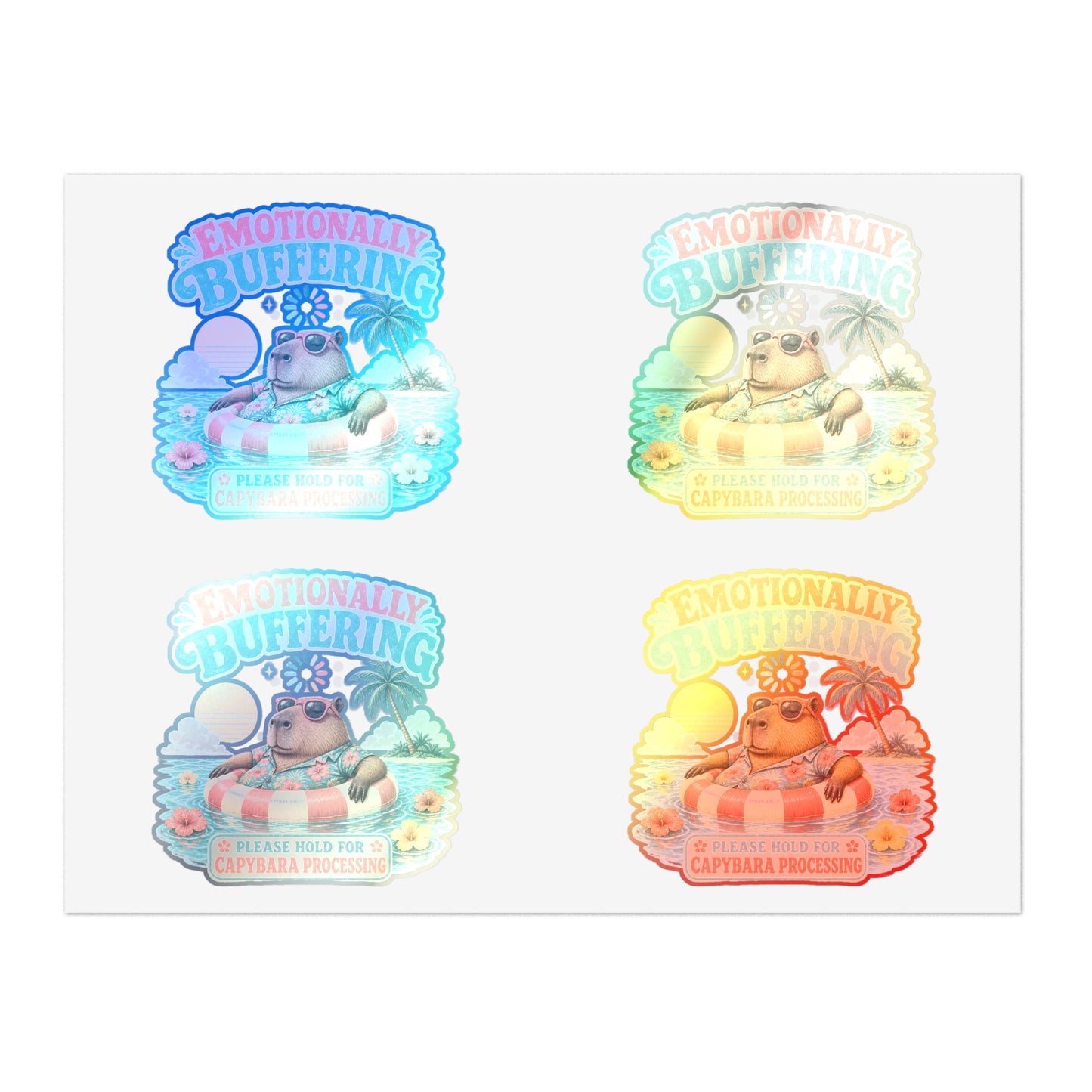 Emotionally Buffering Capybara Illustration Sticker Sheet | 4pcs