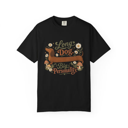 Long Dog Big Personality Dachshund T-shirt | Cute Sausage Dog Floral Design