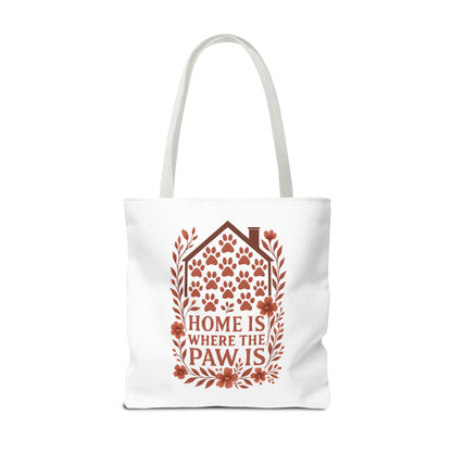 Home is Where the Paw Is Tote Bag | Pet Lover Gift, Floral Design, Animal Lover Accessory, Eco-Friendly Shopping Bag, Dog Mom Tote