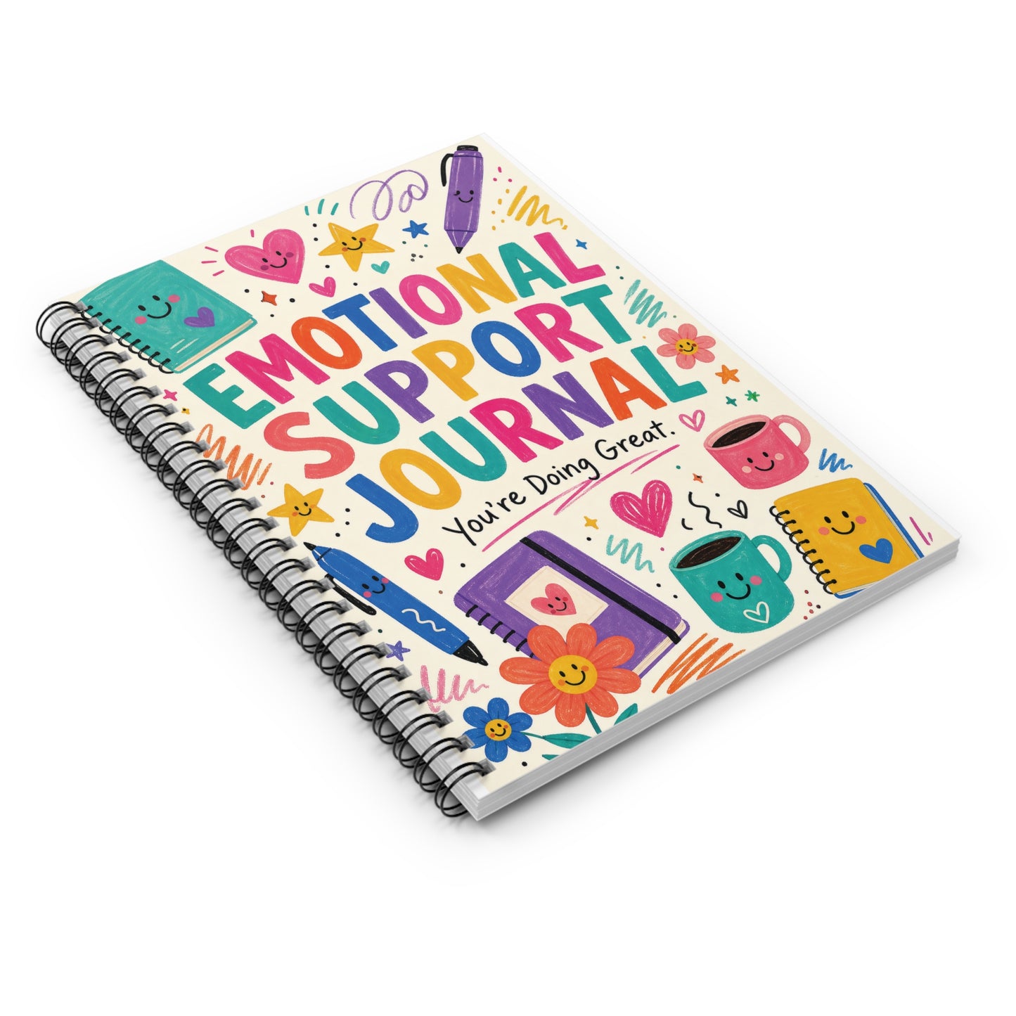 Emotional Support Journal Spiral Notebook | Cute Positive Mental Health