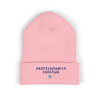 Professionally Freezing beanie | Cuffed Beanie Embroidered Snowflake