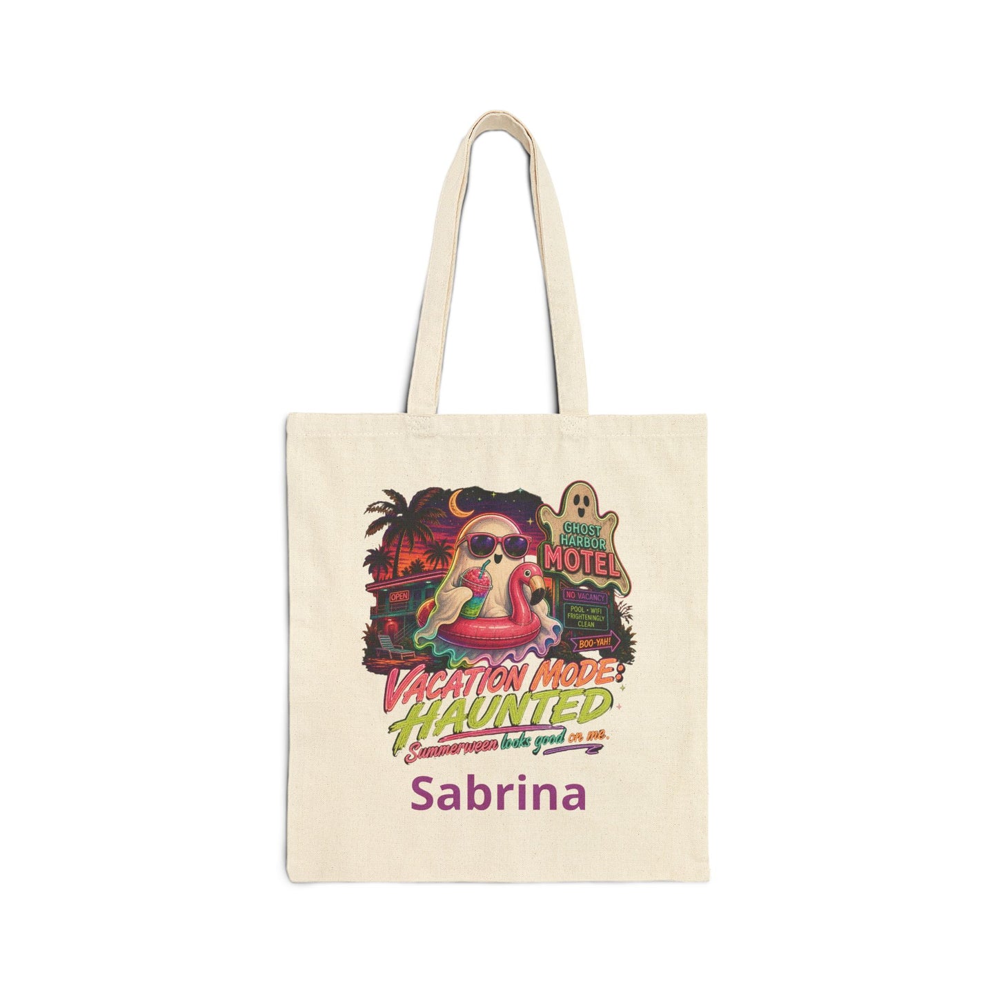 Vacation Mode Haunted Tote Bag | Retro Ghost Motel Beach Illustration