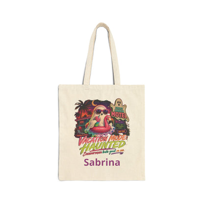 Vacation Mode Haunted Tote Bag | Retro Ghost Motel Beach Illustration