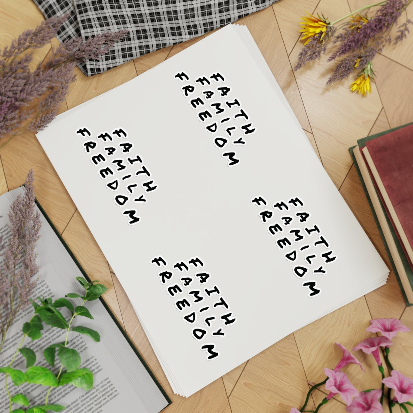 Faith Family Freedom Sticker Sheet Bundle - Inspirational Decals, Motivational Sticker Pack, Clear Vinyl Stickers