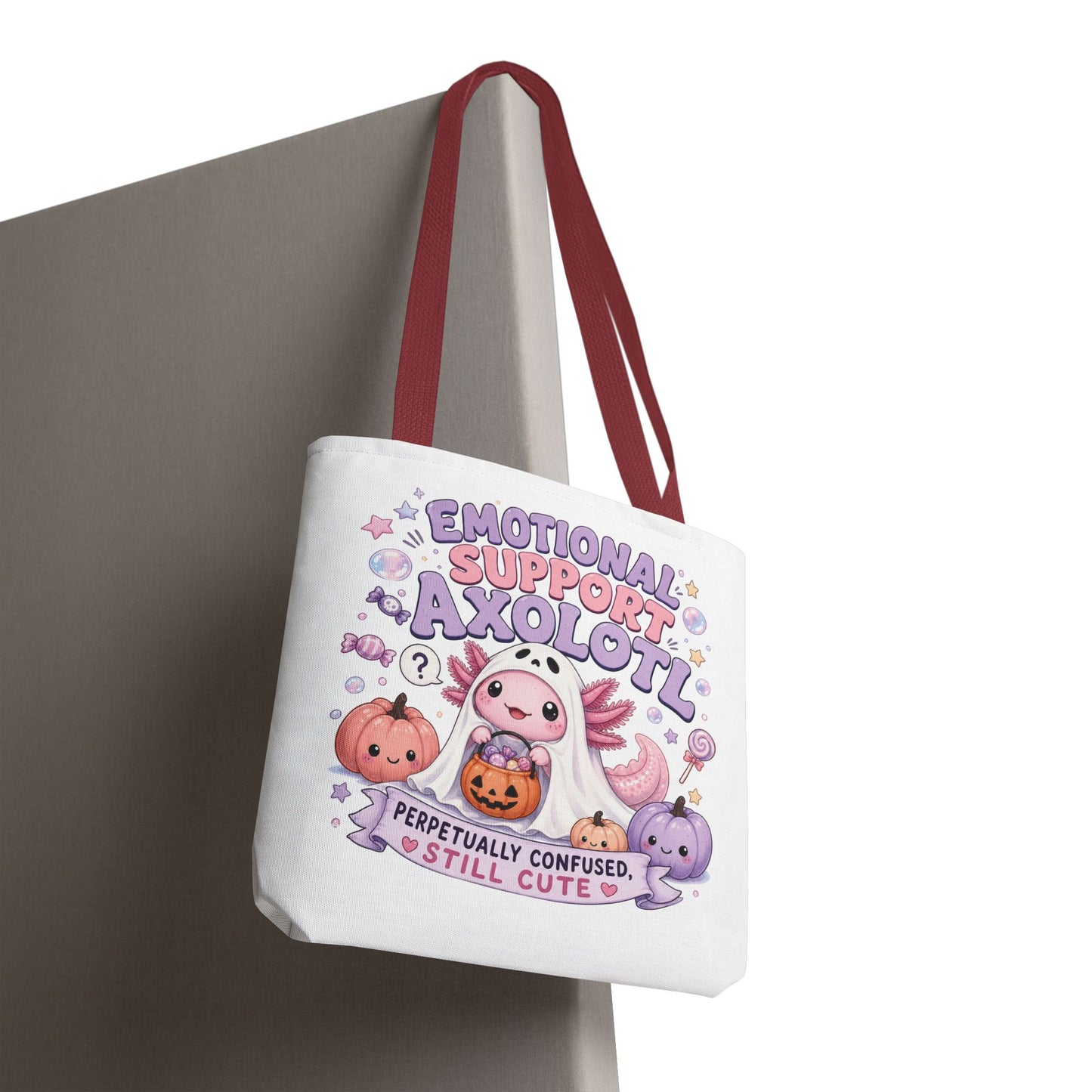 Emotional Support Axolotl Tote Bag | Cute Pastel Summerween Illustration