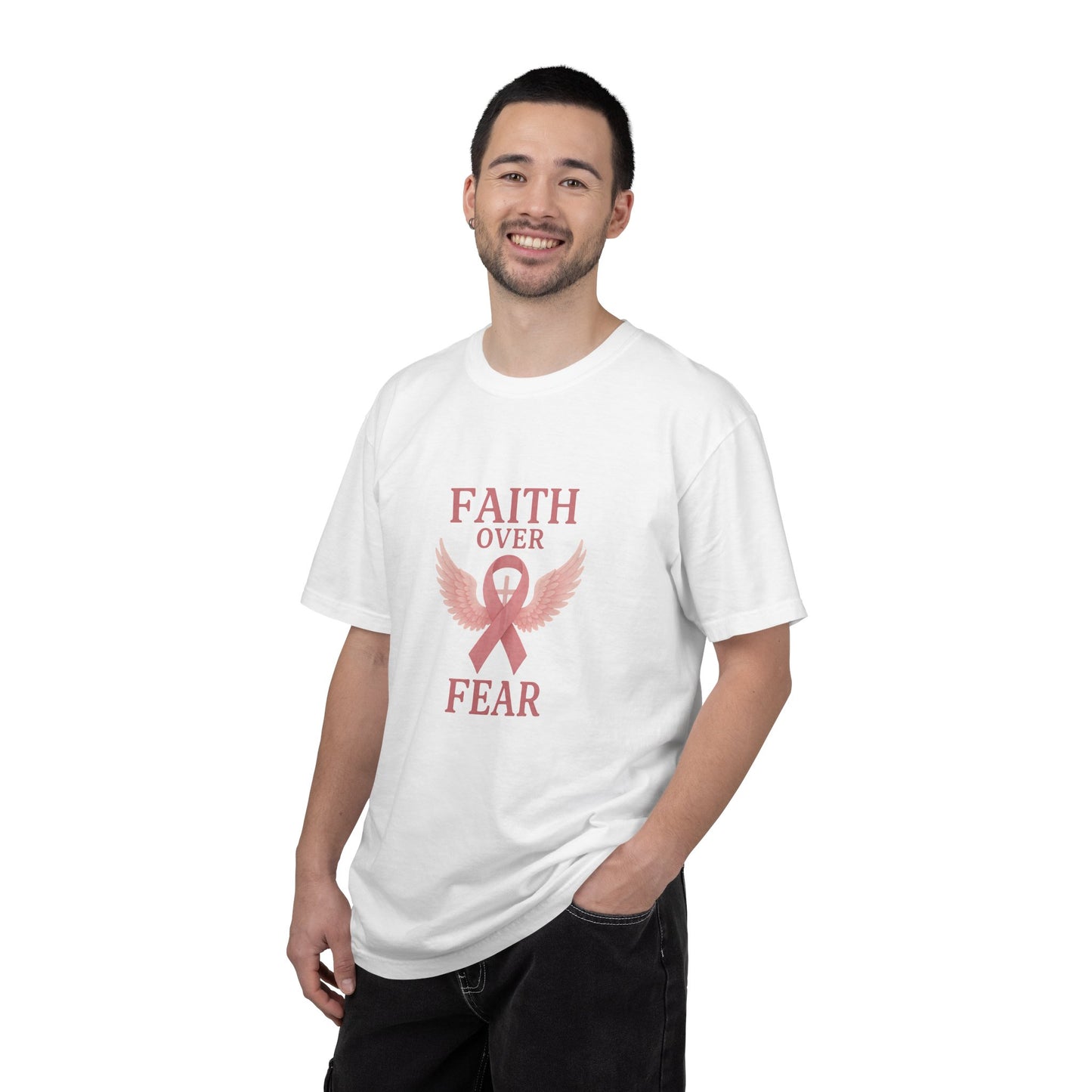 Faith Over Fear Unisex T-Shirt, Inspirational Shirt, Breast Cancer Awareness Tee, Gift for Support, Everyday Casual Wear