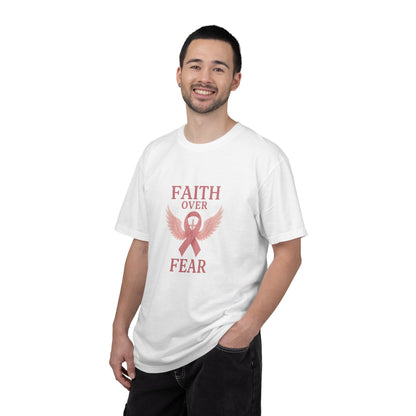 Faith Over Fear Unisex T-Shirt, Inspirational Shirt, Breast Cancer Awareness Tee, Gift for Support, Everyday Casual Wear