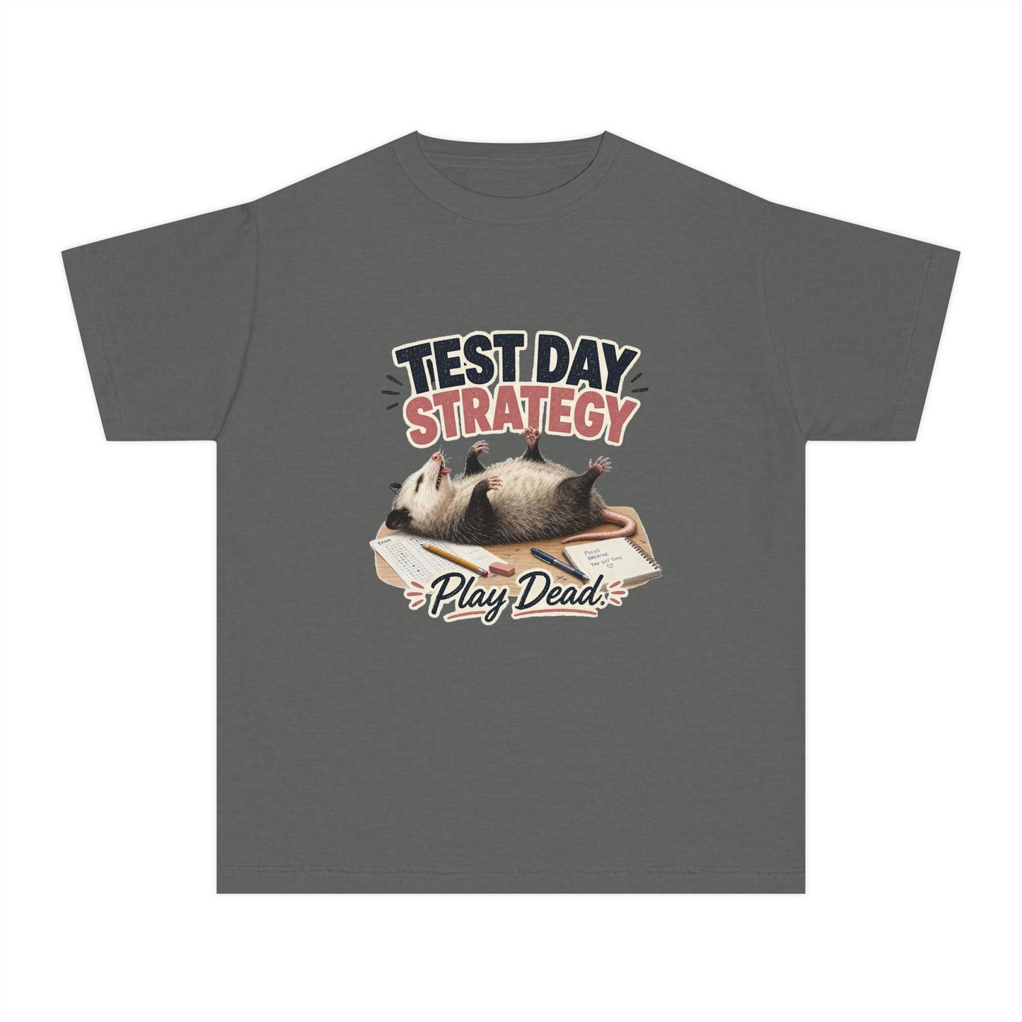 Test Day Strategy Play Dead Youth Tee | Possum Illustration, Back-to-School