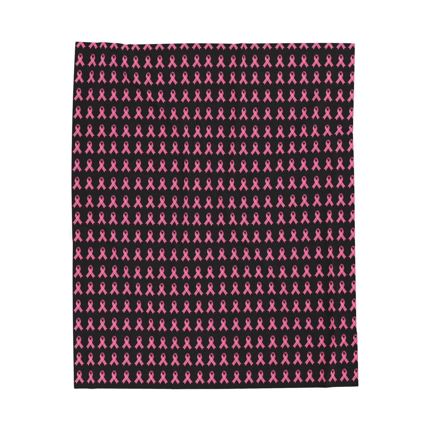 Soft Pink Ribbon Velveteen Blanket | Cozy Plush Throw for Breast Cancer Awareness, Comfort, Gift for Her, Home Decor, Cozy Snuggle, Black