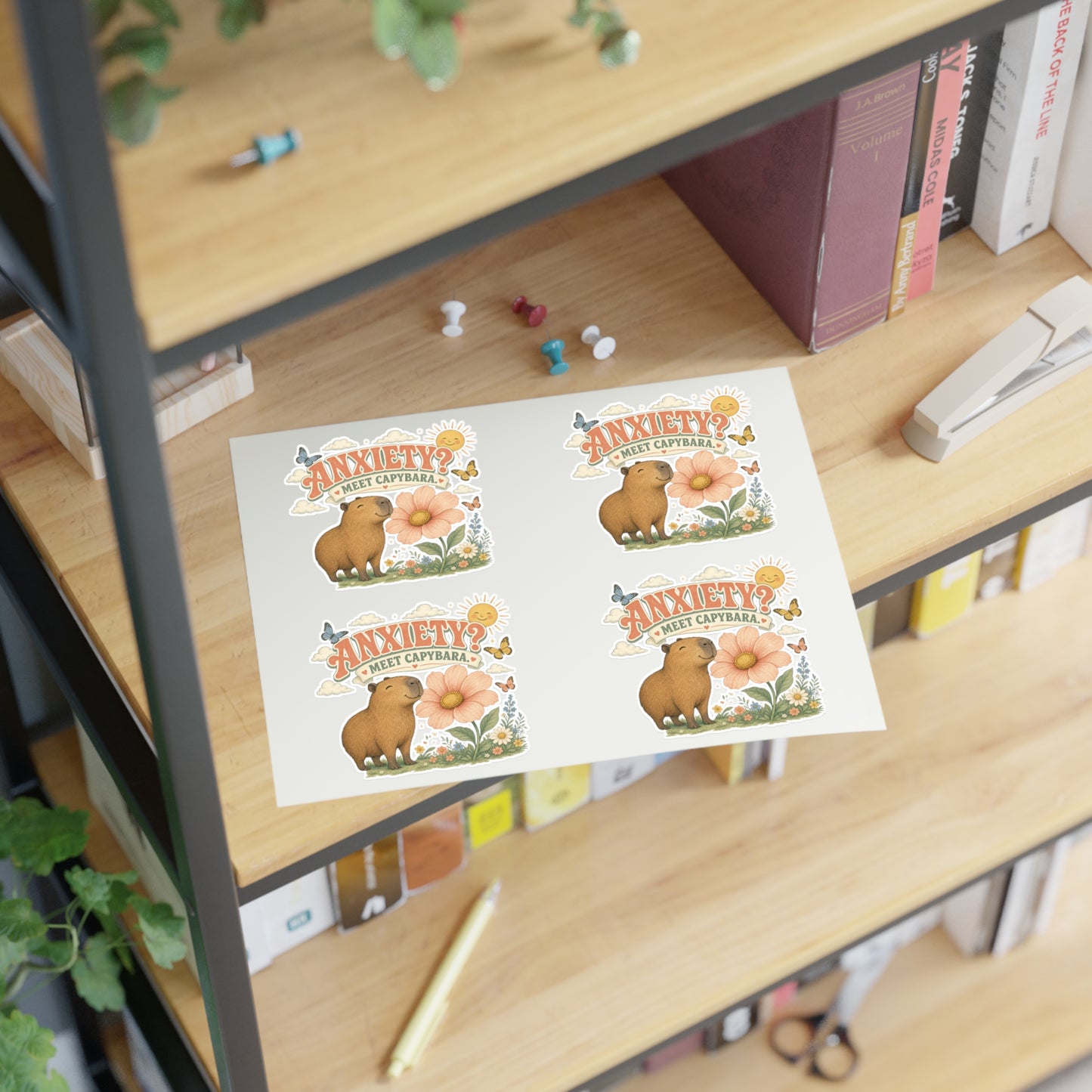 Anxiety? Meet Capybara Sticker Sheet | Cute Capybara Floral Decal
