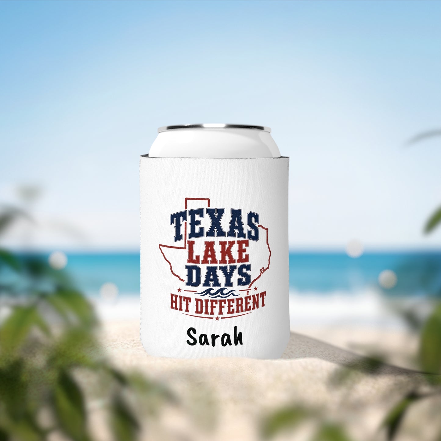 Texas Lake Days Hit Different Can Cooler Sleeve | Personalized Name Option