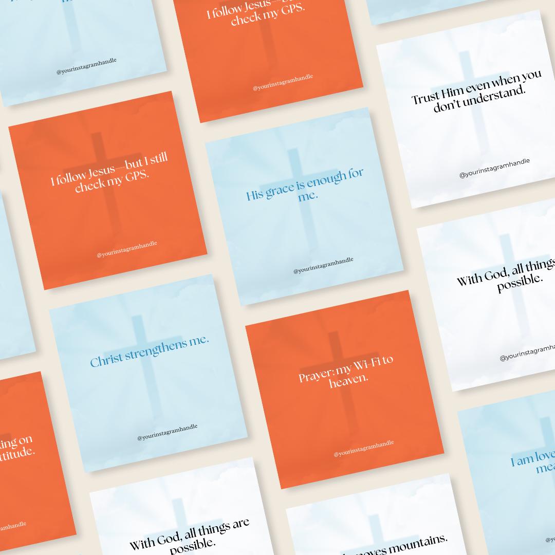 90 Christian Quote Templates: Inspirational Social Media Posts (Canva Digital Download)