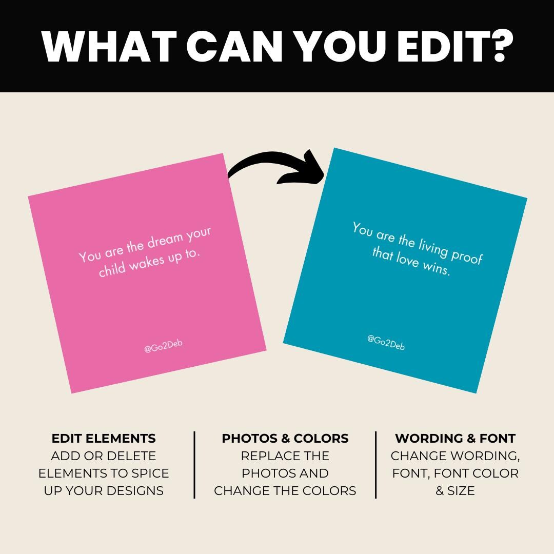 Single Mom Quotes Canva Template: 90 Social Media Posts (Digital Download