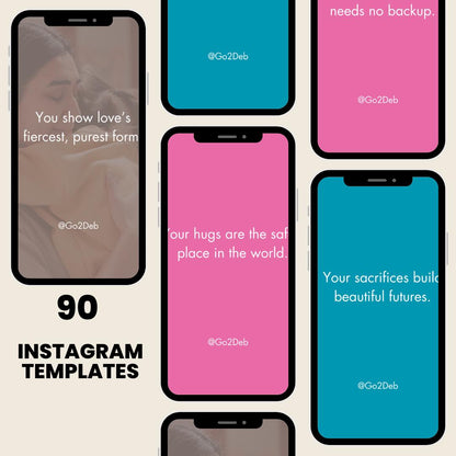 Single Mom Quotes Canva Template: 90 Social Media Posts (Digital Download