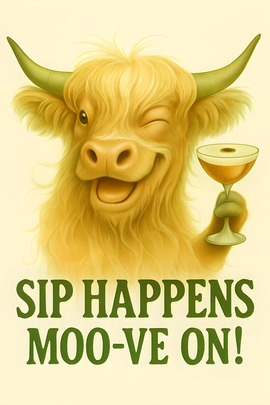 Highland Cow Espresso Martini Print: Trendy Bar Decor (Digital Download)