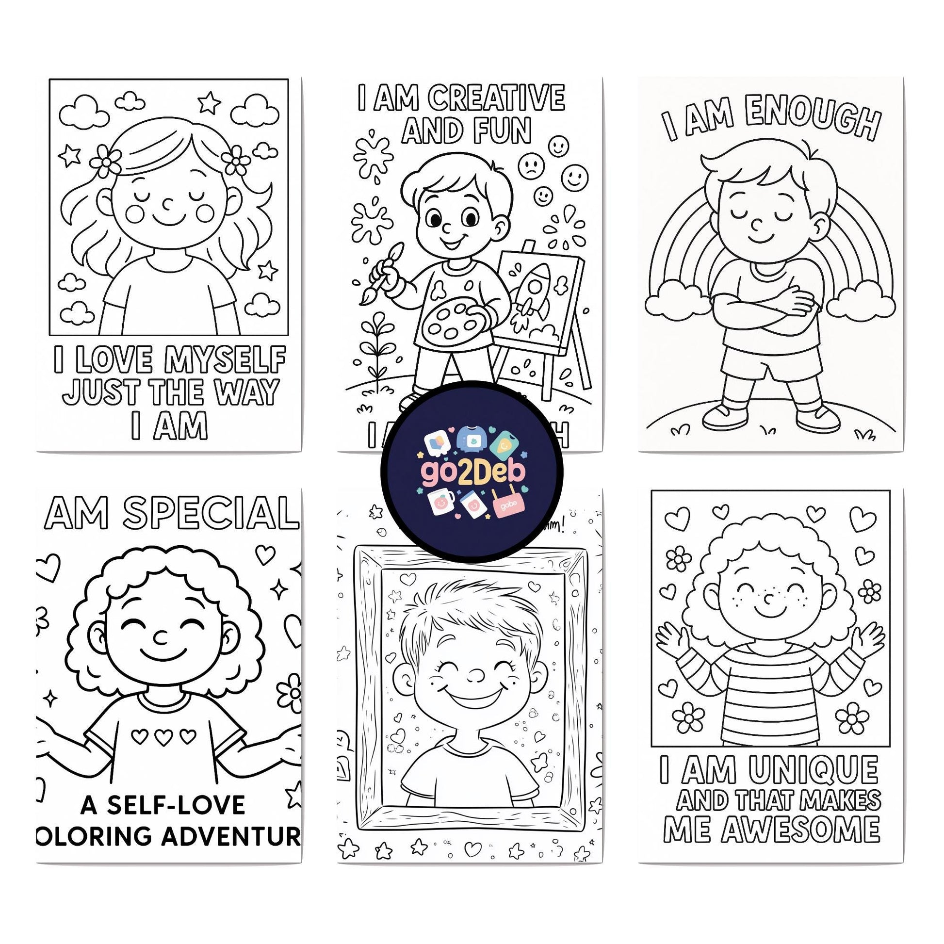 Self Love Coloring Book: Positive Affirmations for Kids (PDF Digital Download)