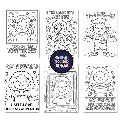 Self Love Coloring Book: Positive Affirmations for Kids (PDF Digital Download)