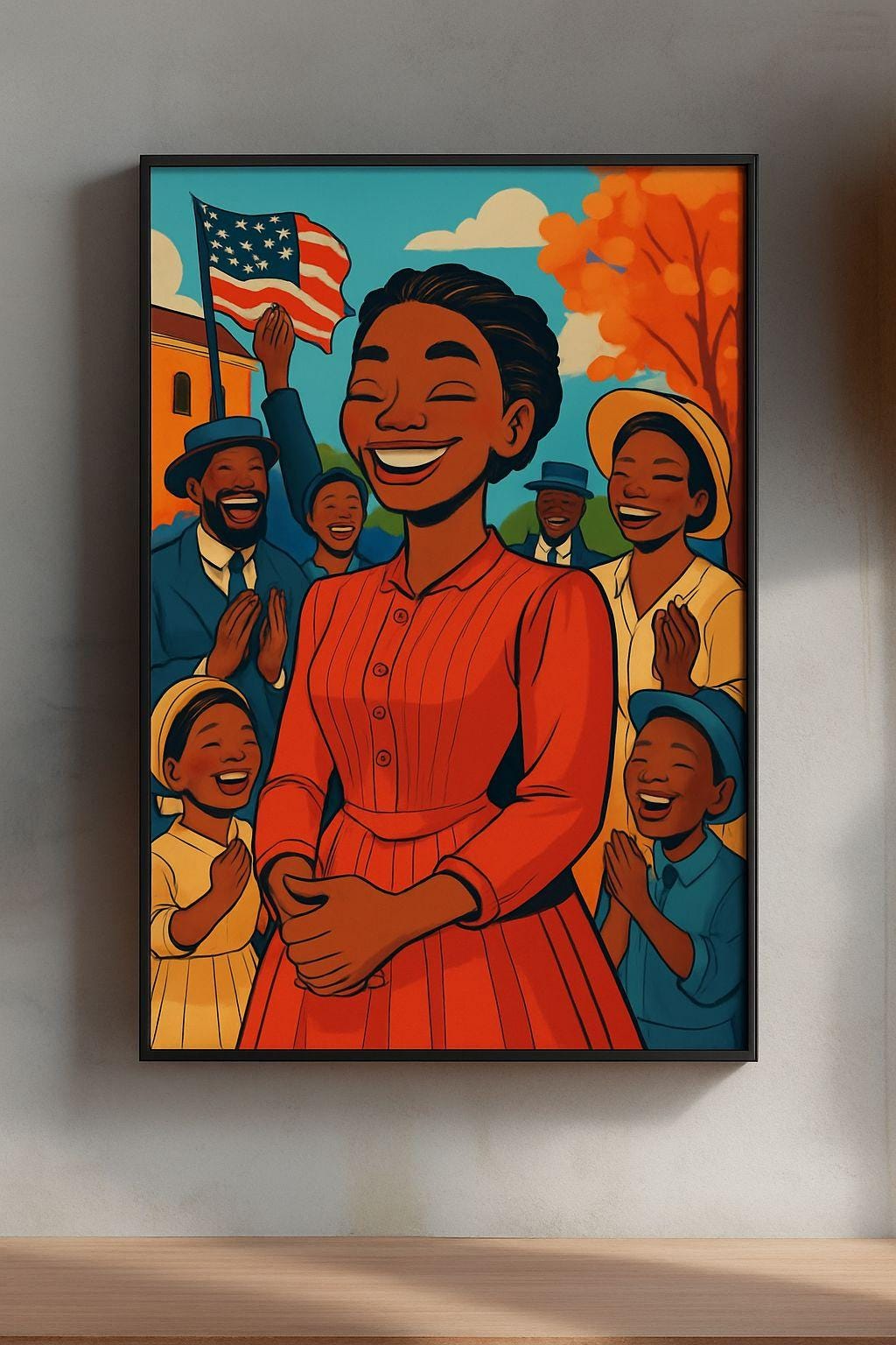 Juneteenth Cartoon Art | Kids Black History Poster | Joyful Emancipation Printable | Classroom Wall Decor