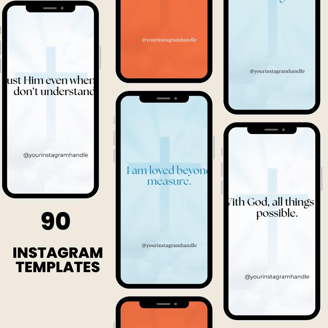 90 Christian Quote Templates: Inspirational Social Media Posts (Canva Digital Download)