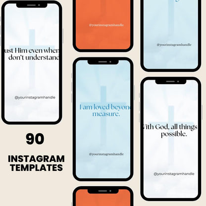 90 Christian Quote Templates: Inspirational Social Media Posts (Canva Digital Download)