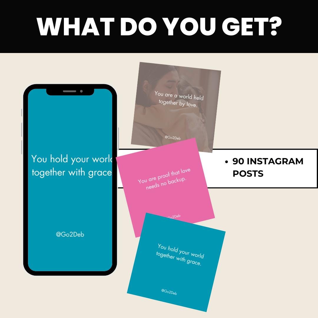 Single Mom Quotes Canva Template: 90 Social Media Posts (Digital Download