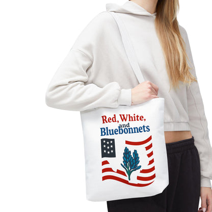 Texas Theme Patriotic Tote Bag, Bluebonnet Design, Texas Pride Gift, Texan Souvenir, Patriotic Tote Bag, Gift for Her