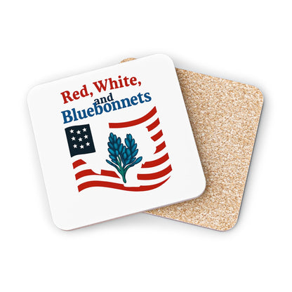 Patriotic Coasters, Independence Day Drink Coasters, Red White Bluebonnets Texas Theme Coasters, USA Flag Coaster Set, July 4th Decor