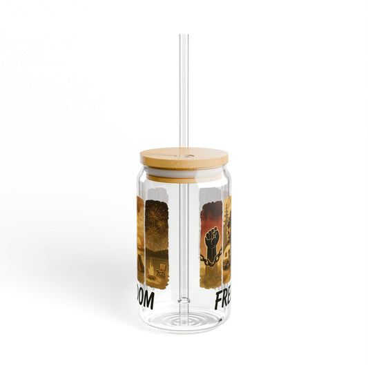 Juneteenth Sipper Glass: Black History 16oz Tumbler with Straw