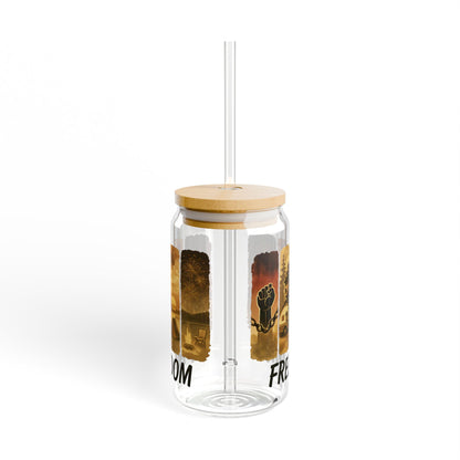 Juneteenth Sipper Glass, African American History Drinkware, Black Liberation 16oz Cup, Celebrate Freedom Tumbler, Emancipation Day Gift Mug